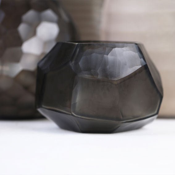 Theelichthouder Cubistic | Indigo/Smokegrey - NU PUUR & GROEN