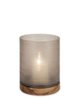 Windlicht Aran L | Smokegrey/Walnut - NU PUUR & GROEN