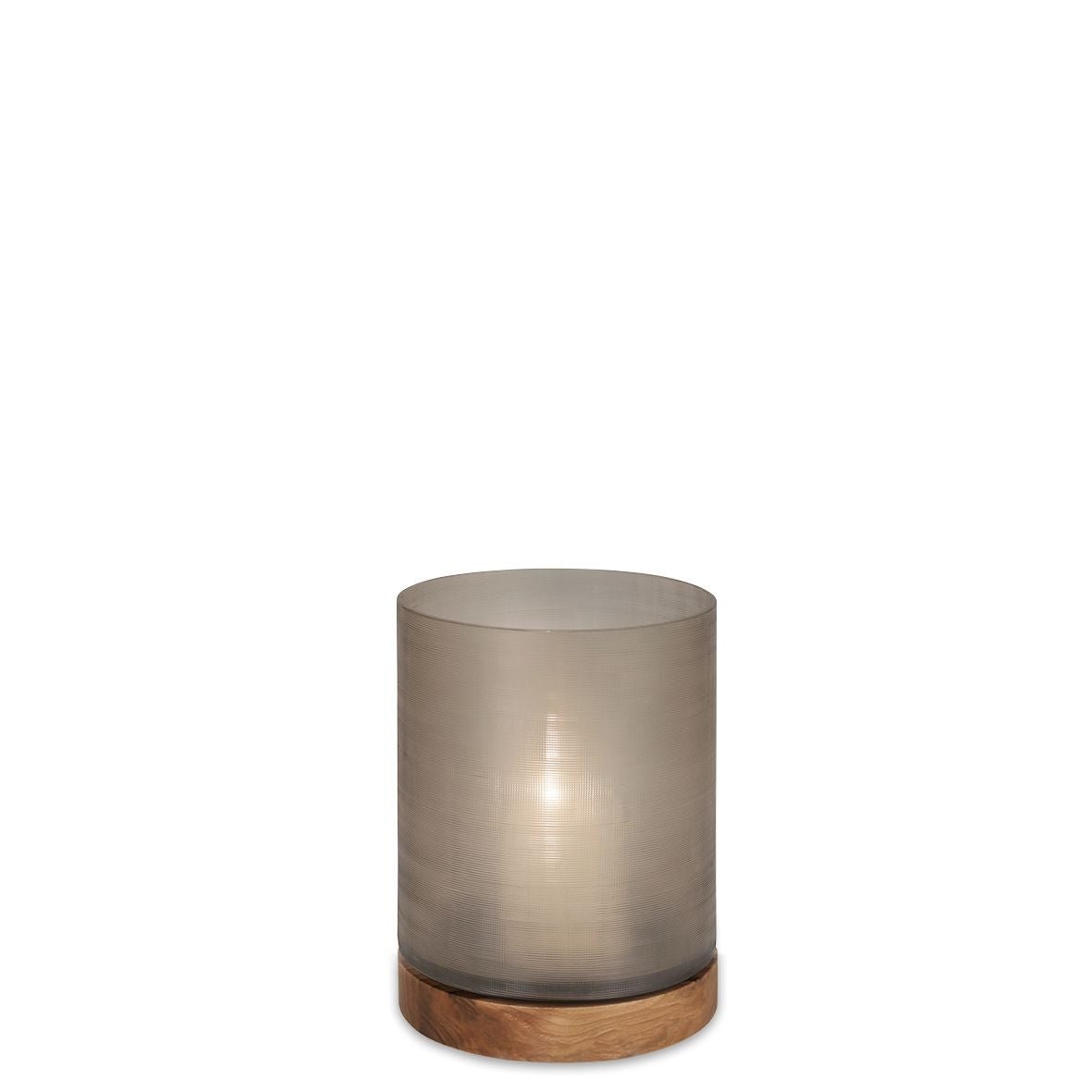 Windlicht Aran M | Smokegrey/Walnut - NU PUUR & GROEN