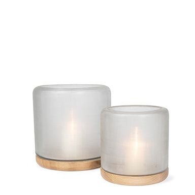 Windlicht Mumbai M | Clear/Oak - NU PUUR & GROEN